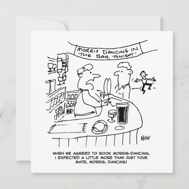 Morris Dancing in Pub. Traditional Morris Dancing Holiday Card (Front)