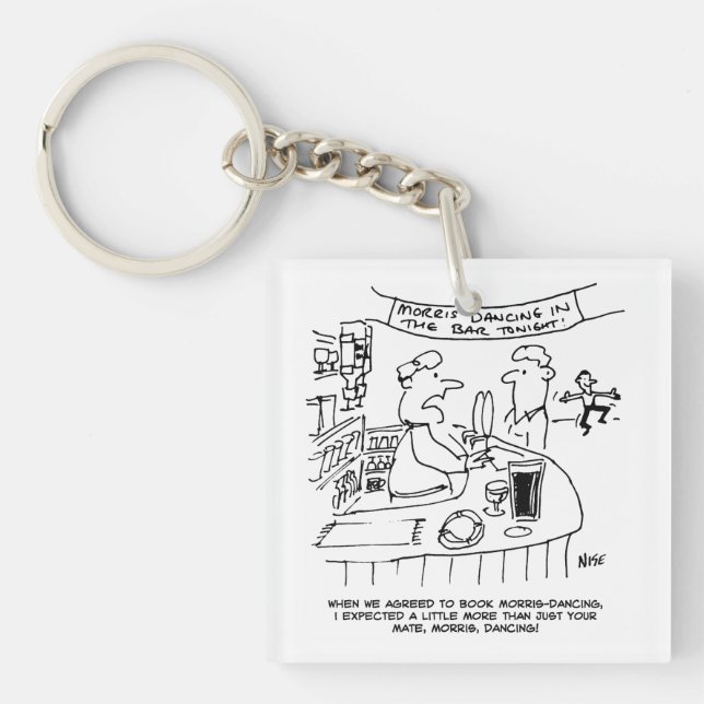 Morris Dancing in Pub. Traditional Morris Dancing Key Ring (Front)