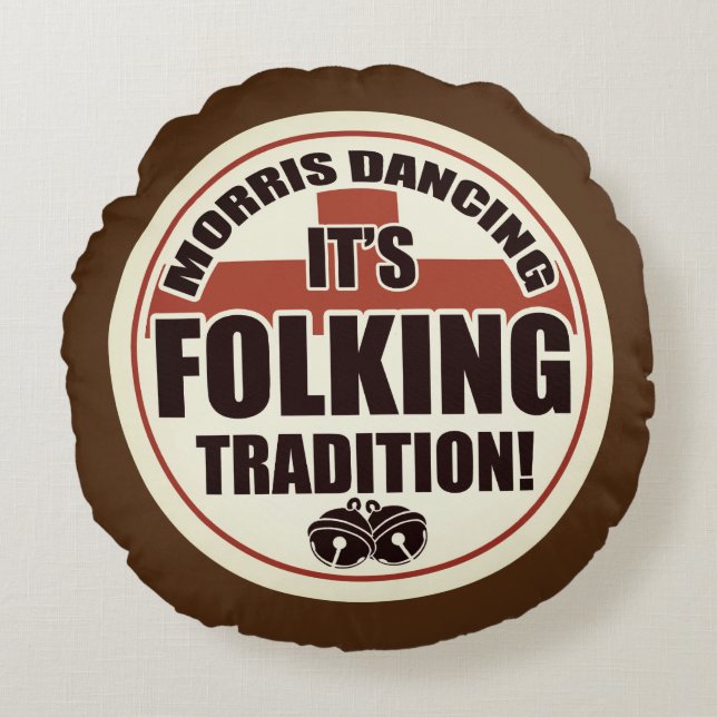Morris Dancing, Tradition Sepia Tone Round Cushion (Front)