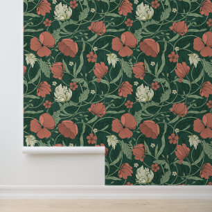 Morris Garden Green & Red Wallpaper