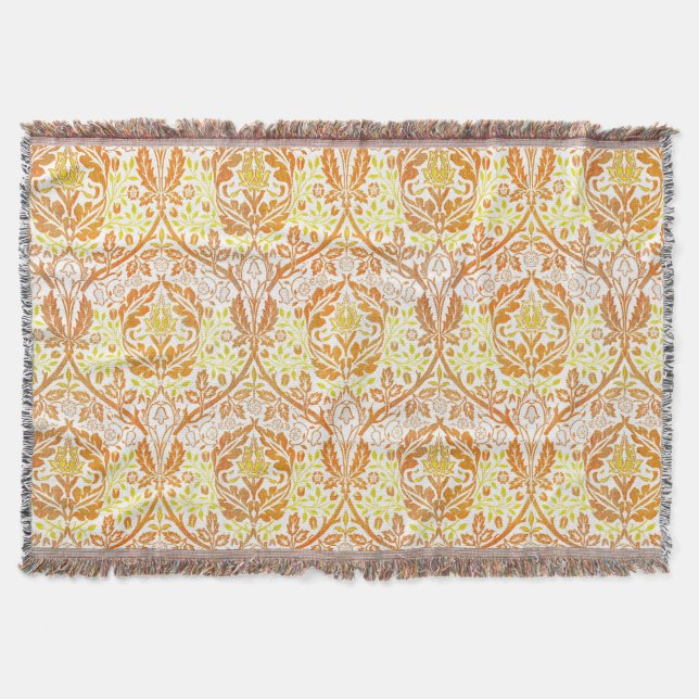 Morris Golden Bough: Classic Botanical Elegance Throw Blanket (Front)