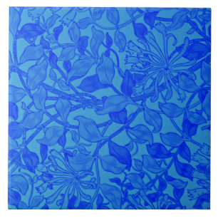 Morris - Honeysuckle in beautiful blue Ceramic Tile