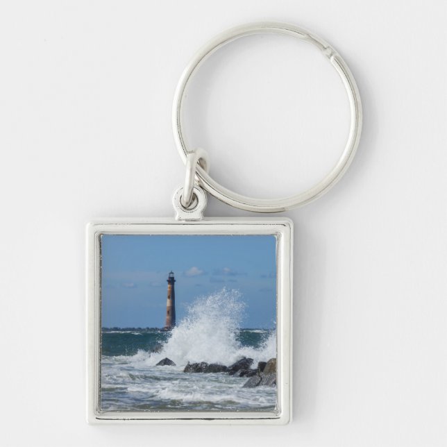 Morris Island Lighthouse Splash Key Ring (Front)
