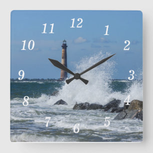 Morris Island Lighthouse Splash Square Wall Clock