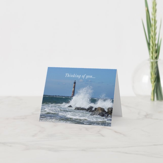 Morris Island Lighthouse Splash Thinking Of You Card (Front)