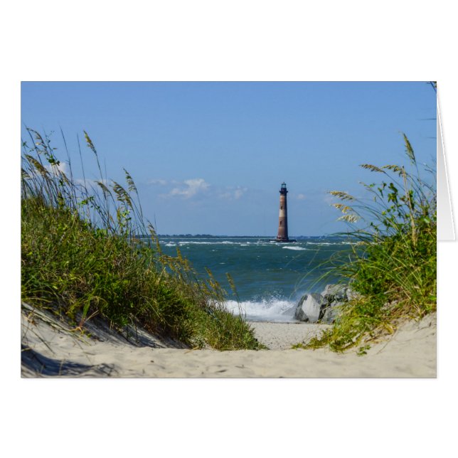 Morris Island Lighthouse Walkway Greeting Card (Front Horizontal)