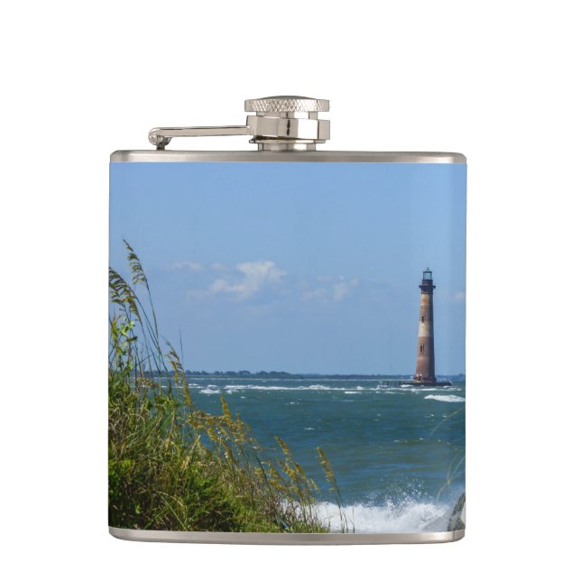 Morris Island Lighthouse Walkway Hip Flask (Front)