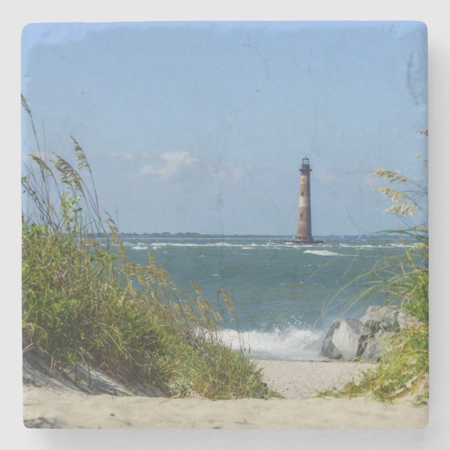 Morris Island Lighthouse Walkway Stone Coaster (Front)