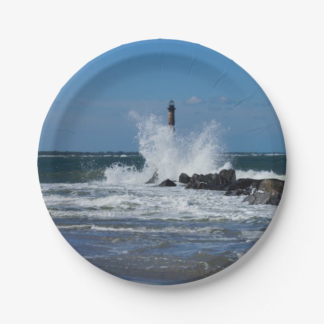 Morris Lighthouse Splash Paper Plate (Front)
