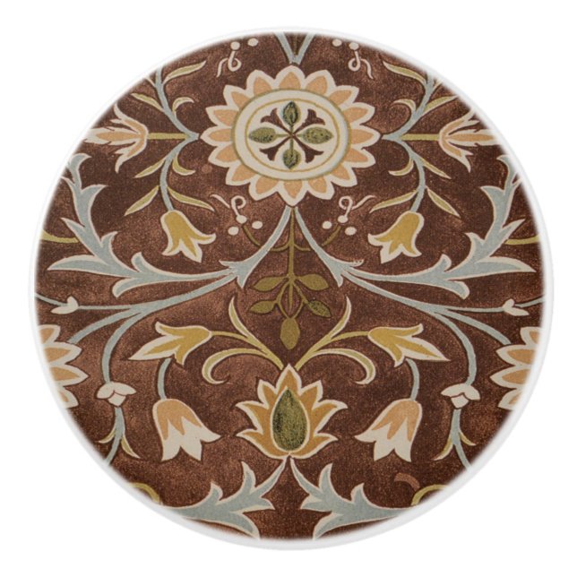 Morris Little Flower Art Nouveau Detail Ceramic Knob (Front)