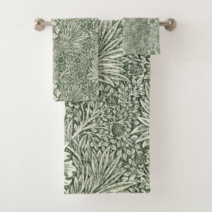 Morris Marigold Vintage 1875 Green Floral Flower Bath Towel Set