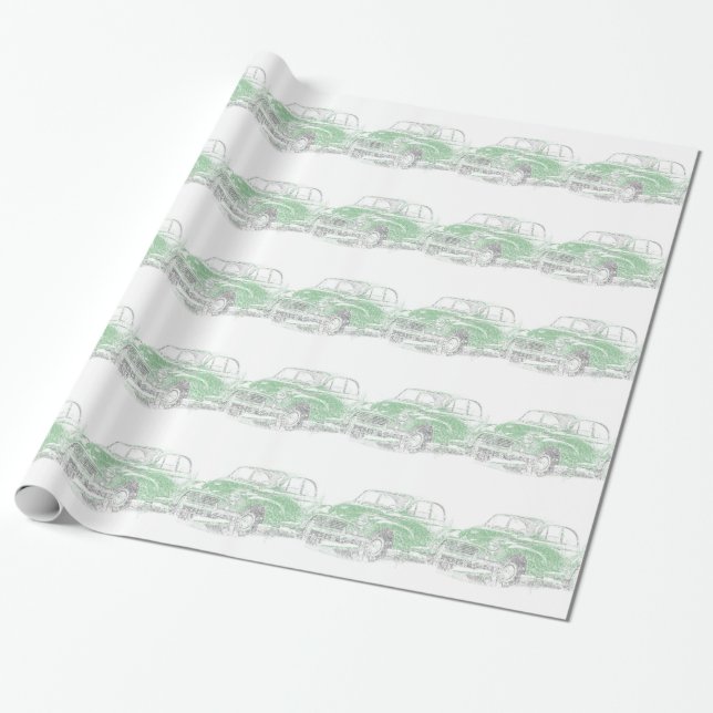 Morris Minor (Biro) Wrapping Paper (Unrolled)