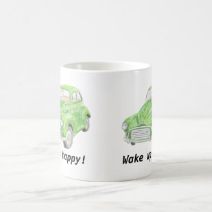 Morris Minor classic car art mug, wake up happy Coffee Mug