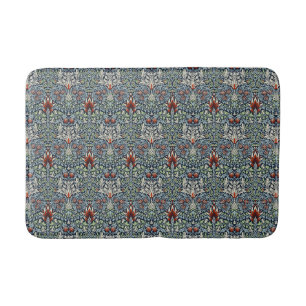 Morris Navy Blue Snakeshead Floral Wallpaper Bath Mat