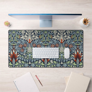 Morris Navy Blue Snakeshead Floral Wallpaper Desk Mat