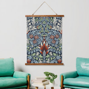 Morris Navy Blue Snakeshead Floral Wallpaper Hanging Tapestry