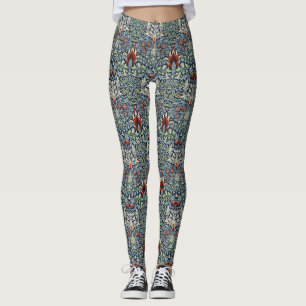 Morris Navy Blue Snakeshead Floral Wallpaper Leggings
