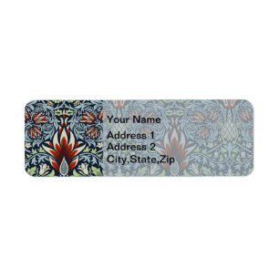 Morris Navy Blue Snakeshead Floral Wallpaper Return Address Label