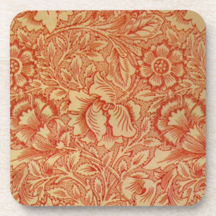 Morris - Pink and Poppy.floral pattern Coaster
