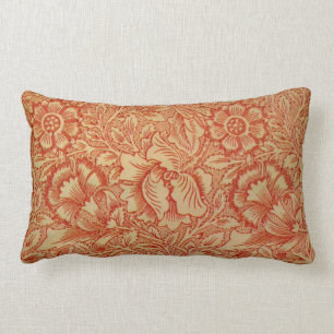 Morris - Pink and Poppy.floral pattern Lumbar Cushion