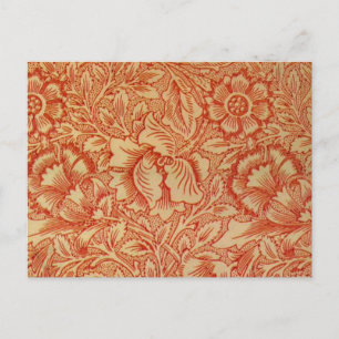 Morris - Pink and Poppy.floral pattern Postcard