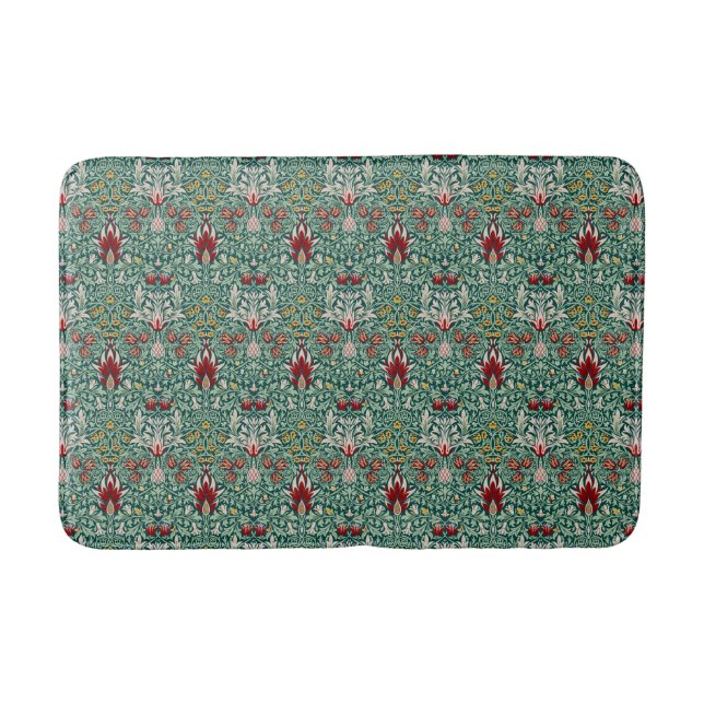 Morris Snakeshead Floral Classic Botanical Green Bath Mat (Front)