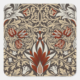 Morris Snakeshead Floral Classic Earth Tones Square Sticker