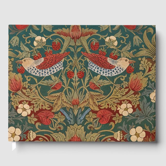 Morris - Strawberry Thief  #2 Floral Pattern  Guest Book (Front)