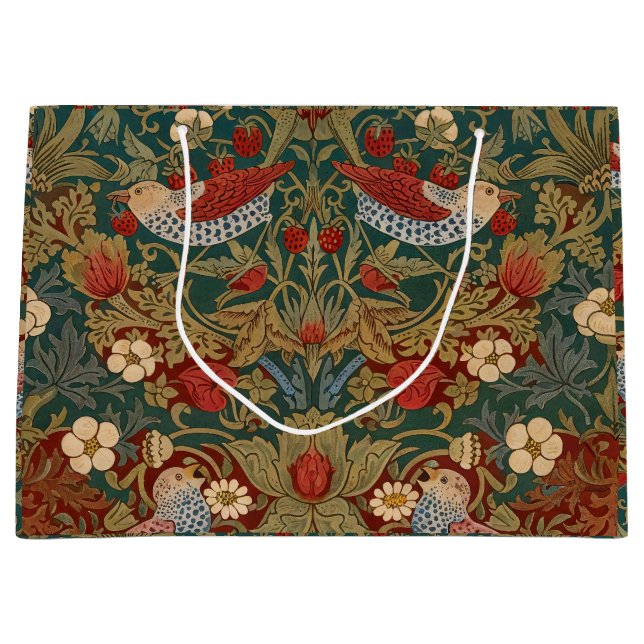 Morris - Strawberry Thief  #2 Floral Pattern  Large Gift Bag (Front)
