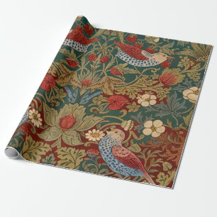 Morris - Strawberry Thief #2 Floral Pattern Wrapping Paper
