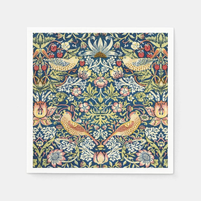 Morris - Strawberry Thief Bird & Floral Pattern Napkin (Front)