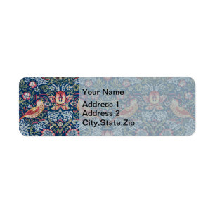 Morris Strawberry Thief Classic Indigo Blue Fine Return Address Label