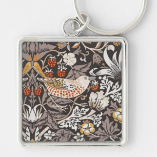 Morris Strawberry Thief Close-up Earth Tones Key Ring