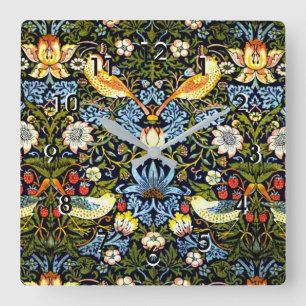 Morris - Strawberry Thief, famous design Square Wall Clock