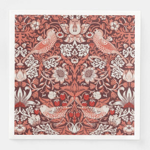 Morris Strawberry Thief Floral Pattern Vintage Red Napkin