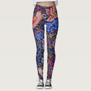 Morris Strawberry Thief Lavender Purple Rose Art Leggings