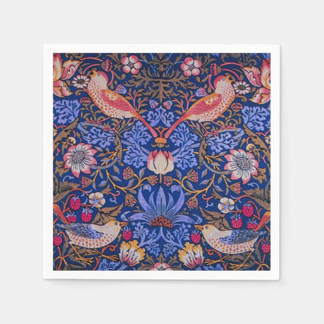 Morris Strawberry Thief Lavender Purple Rose Art Napkin (Front)