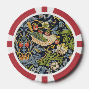 Morris Strawberry Thief Navy Blue Vintage Fine Art Poker Chips