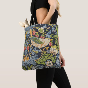Morris Strawberry Thief Navy Blue Vintage Fine Art Tote Bag