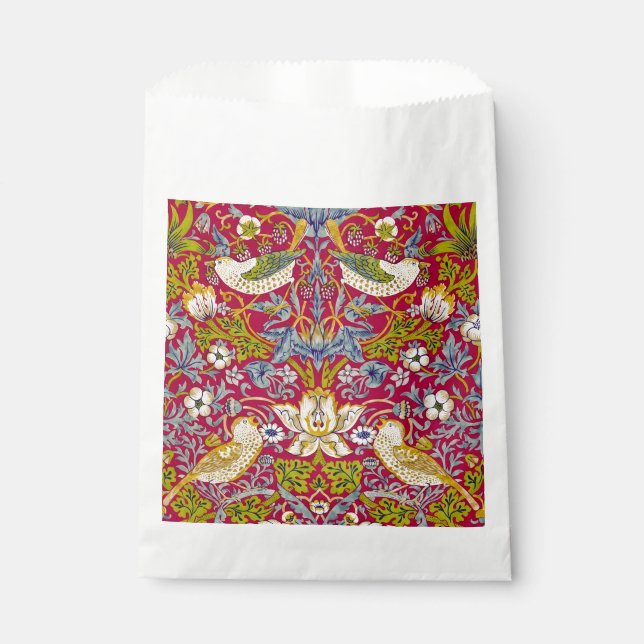 Morris Strawberry Thief Raspberry Red Lime Floral Favour Bag (Front)