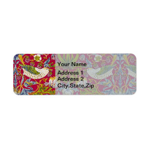 Morris Strawberry Thief Raspberry Red Lime Floral Return Address Label