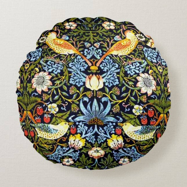 Morris - Strawberry Thief Round Cushion (Front)