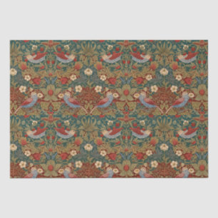 Morris Strawberry Thief Teal Green Red Floral Art Tissue Paper