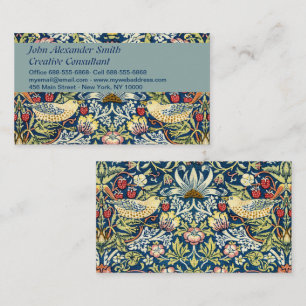 Morris Strawberry Thief Yellow Ivory Slate Blue Business Card