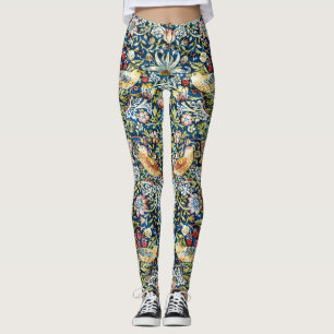 Morris Strawberry Thief Yellow Ivory Slate Blue Leggings