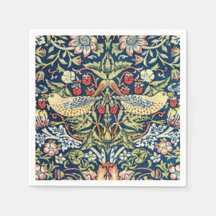 Morris Strawberry Thief Yellow Ivory Slate Blue Napkin