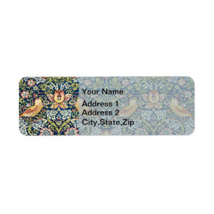 Morris Strawberry Thief Yellow Ivory Slate Blue Return Address Label