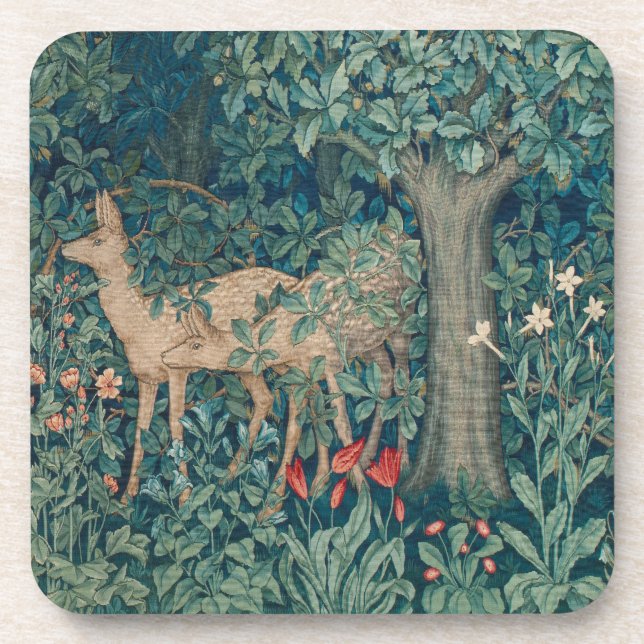 Morris Tapestry Forest Pair of Deer  Coaster (Front)
