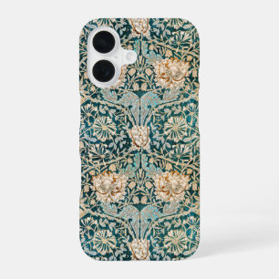 Morris Teal Blue Honeysuckle Floral Wallpaper iPhone 16 Case