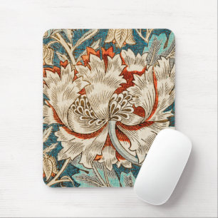 Morris Teal Blue Honeysuckle Floral Wallpaper Mouse Pad